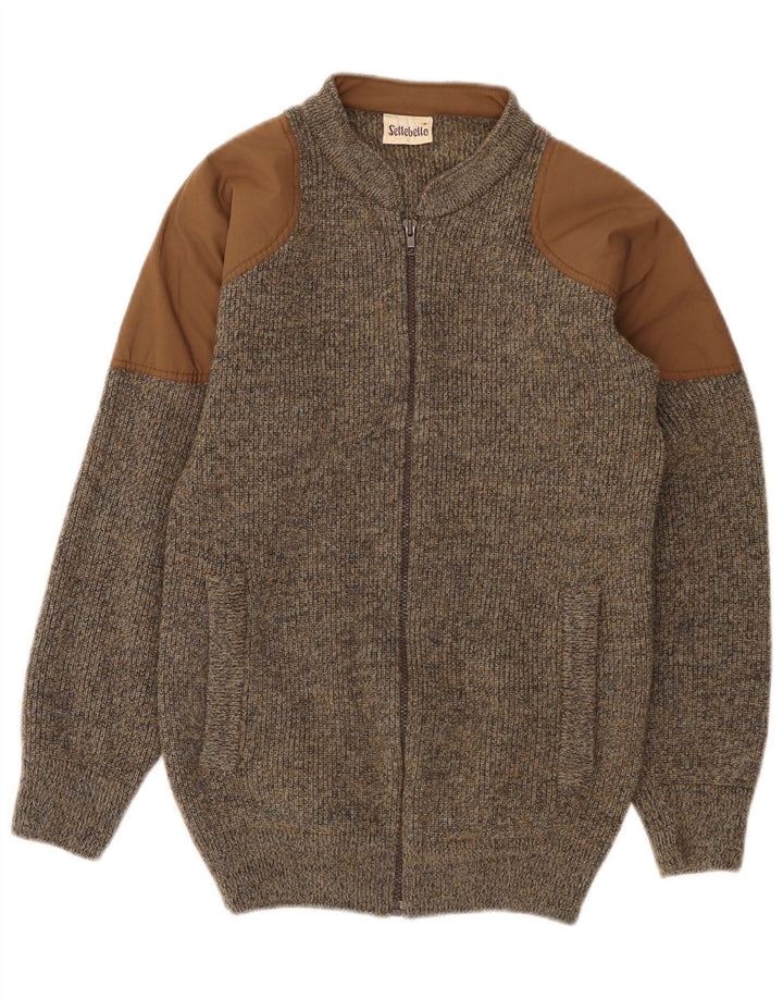 SETTEBELO Maglione cardigan da uomo piccolo in lana screziata marrone