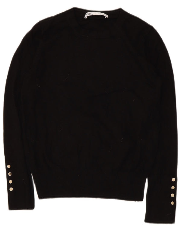 Maglione maglione con scollo a barca da donna Zara UK 12 medio nero
