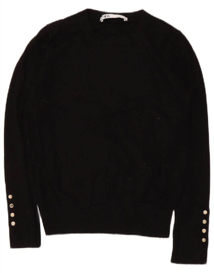 Maglione maglione con scollo a barca da donna Zara UK 12 medio nero