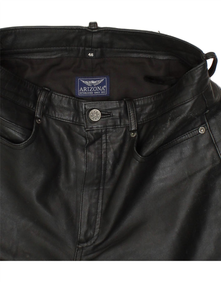 ARIZONA Womens Straight Leather Trousers W30 L27 Black Vintage Arizona and Second-Hand Arizona from Messina Hembry 