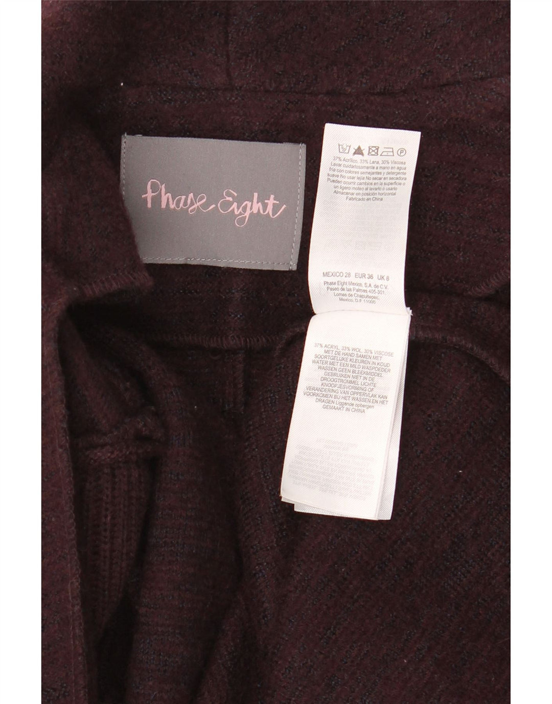 Maglione cardigan oversize lungo da donna Phase Eight UK 8 piccolo bordeaux
