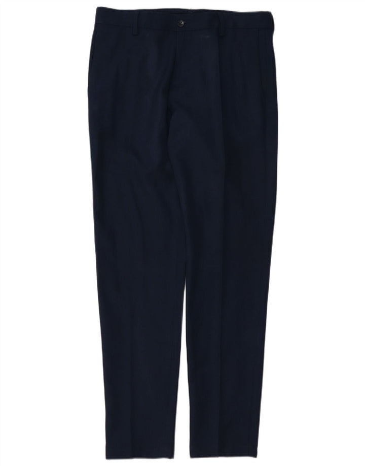 Pantaloni da abito slim da uomo Zara EU 40 medio W31 L32 poliestere blu navy