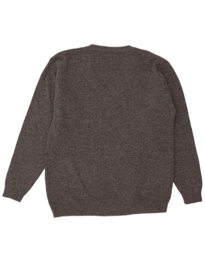 Maglione vintage da uomo con scollo a V IT 52 grande grigio a rombi/diamante