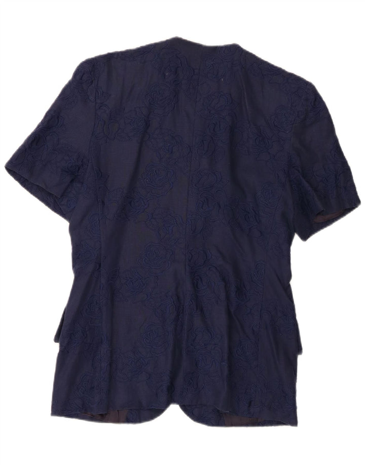 Giacca Blazer Donna Manica Corta Gai Mattiolo IT 48 XL Lino Blu Navy