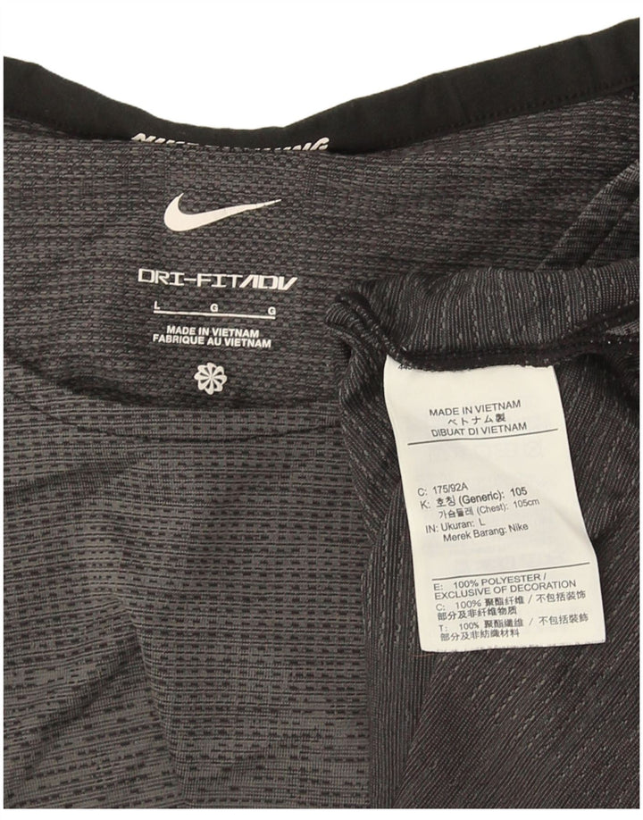 Nike Uomo Dri Fit T-shirt Top Large Grigio Poliestere Sport