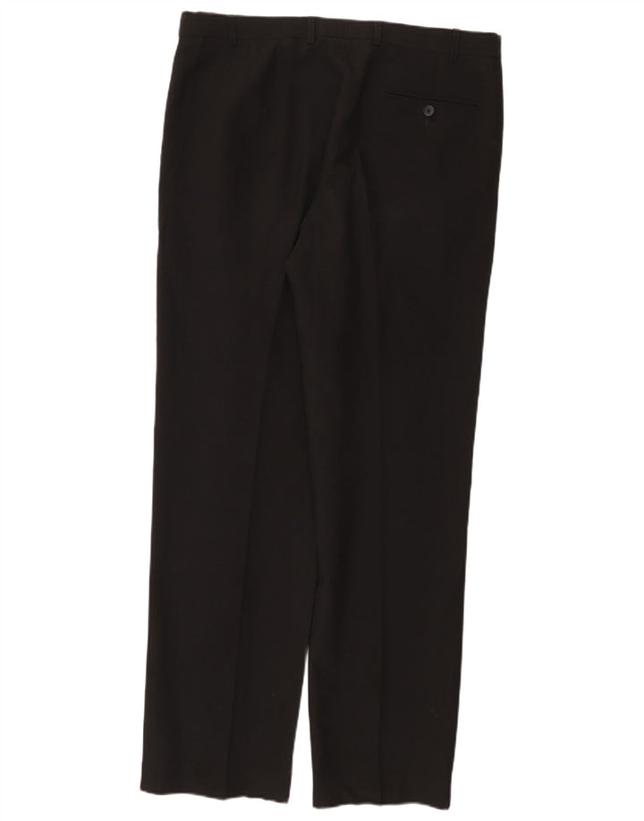 MARKS & SPENCER Pantaloni da abito vestibilità regolare da uomo W36 L33 Poliestere nero