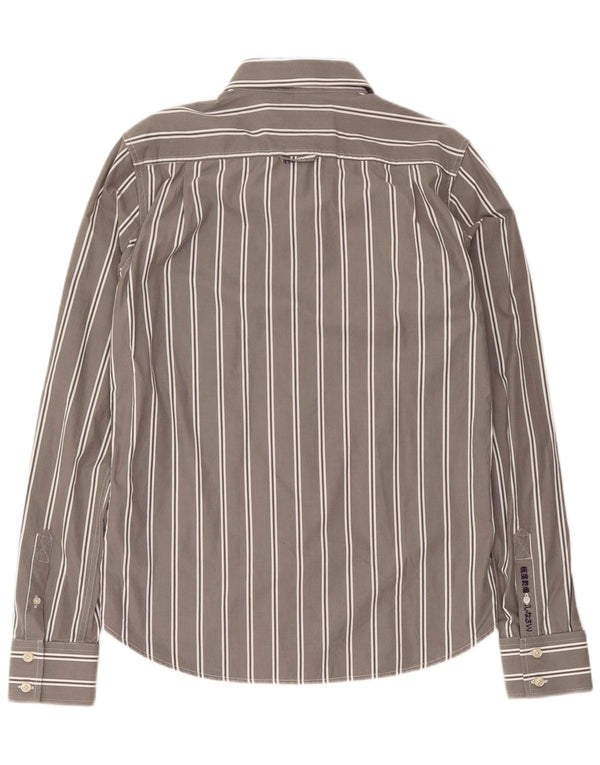 Camicia da uomo Superdry XL in cotone a righe grigie