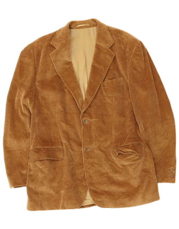 Giacca blazer vintage in velluto a coste a 2 bottoni da uomo UK 40 grande cotone marrone