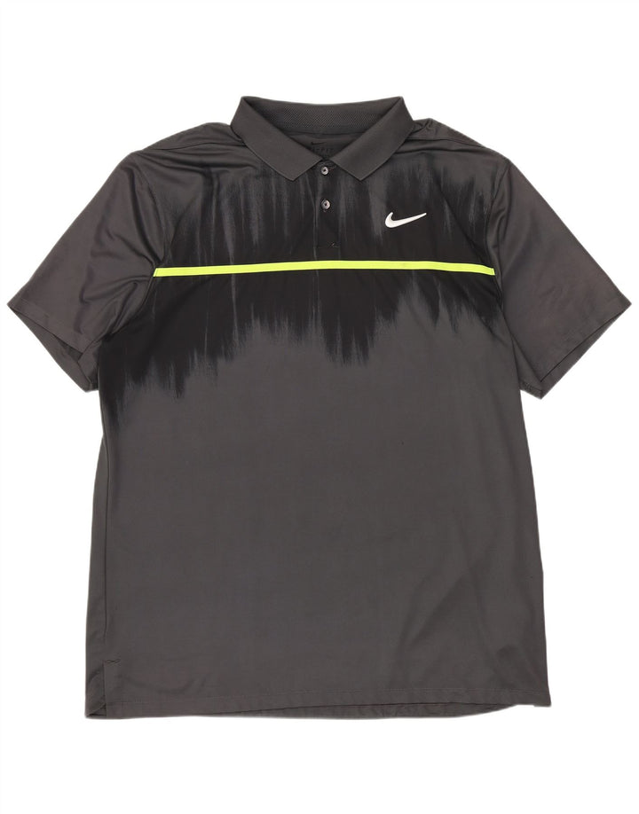 Polo Nike da uomo Dri Fit Standard Fit, grande, in poliestere color block grigio