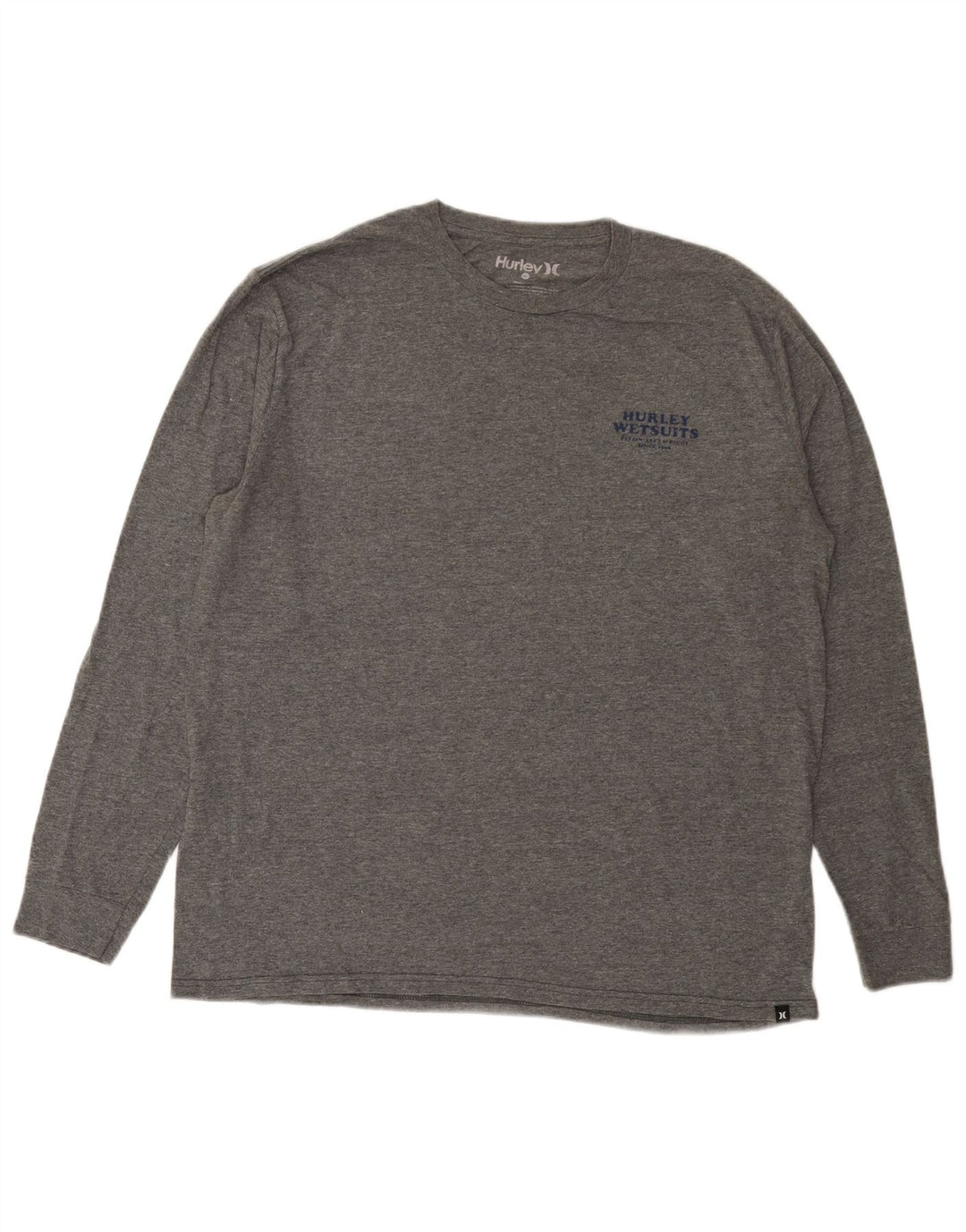 Hurley Top grafico da uomo a maniche lunghe in cotone chiazzato grigio grande