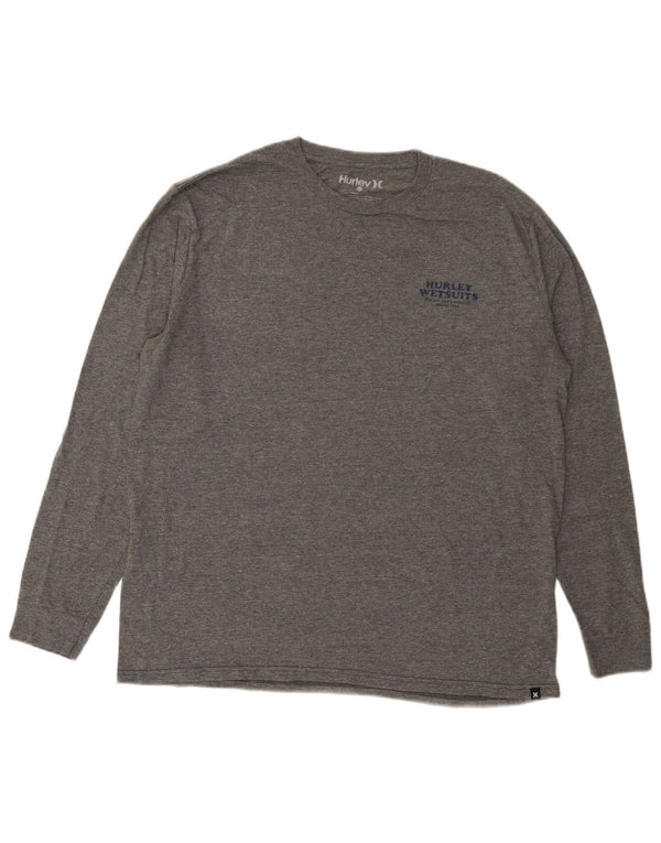 Hurley Top grafico da uomo a maniche lunghe in cotone chiazzato grigio grande