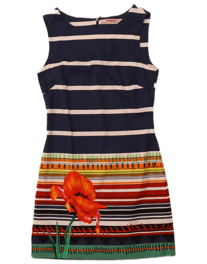 Desigual Abito tubino senza maniche da donna EU 36 Piccolo blu navy a righe