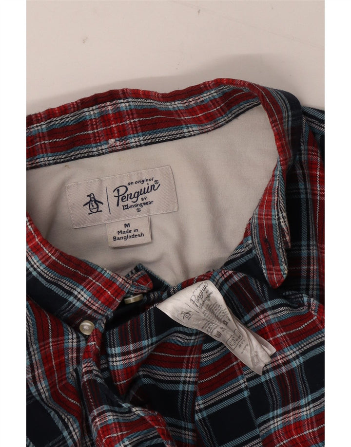 Camicia da uomo Penguin in cotone a quadri blu navy medio