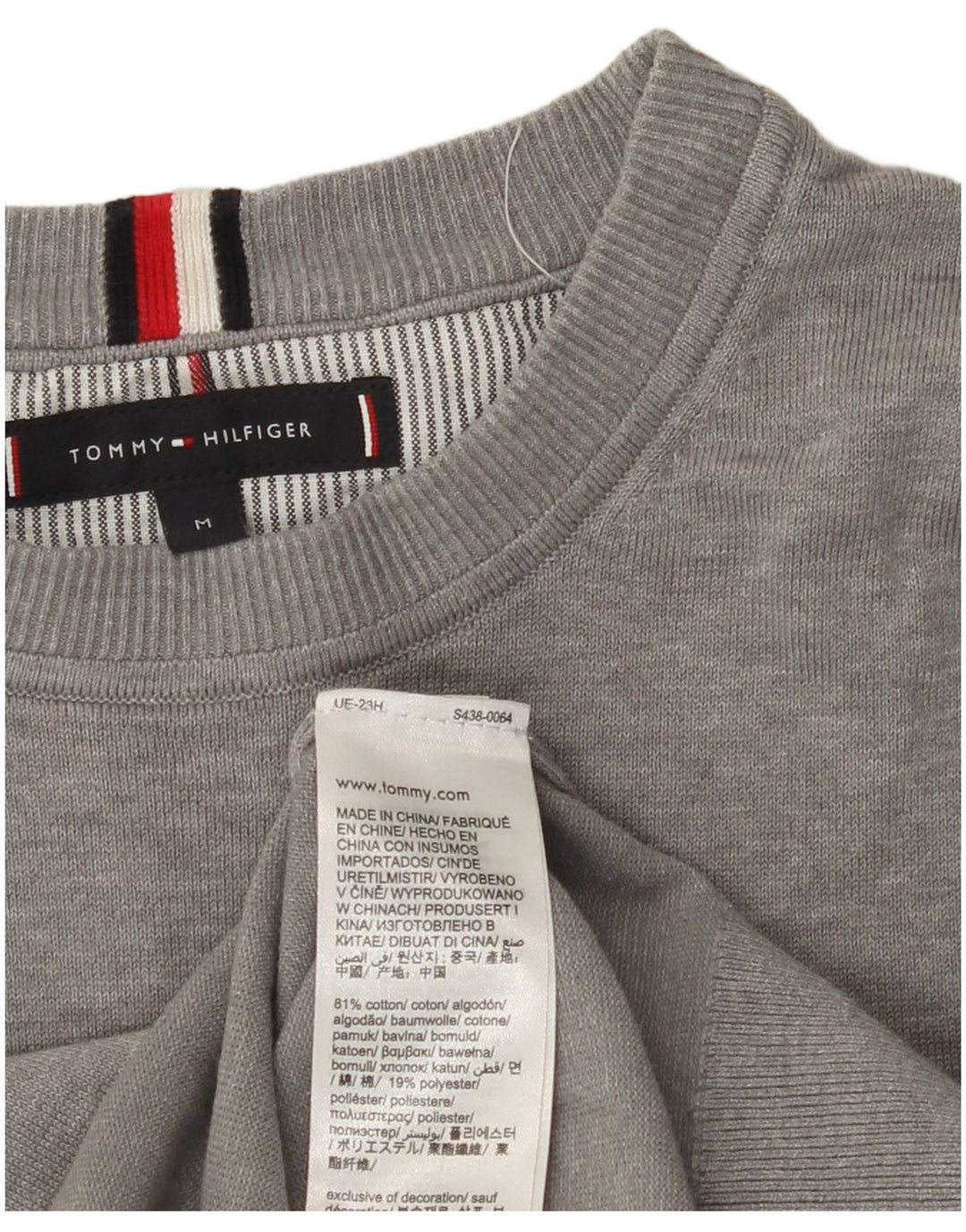 TOMMY HILFIGER Felpa da uomo Maglione in cotone grigio medio