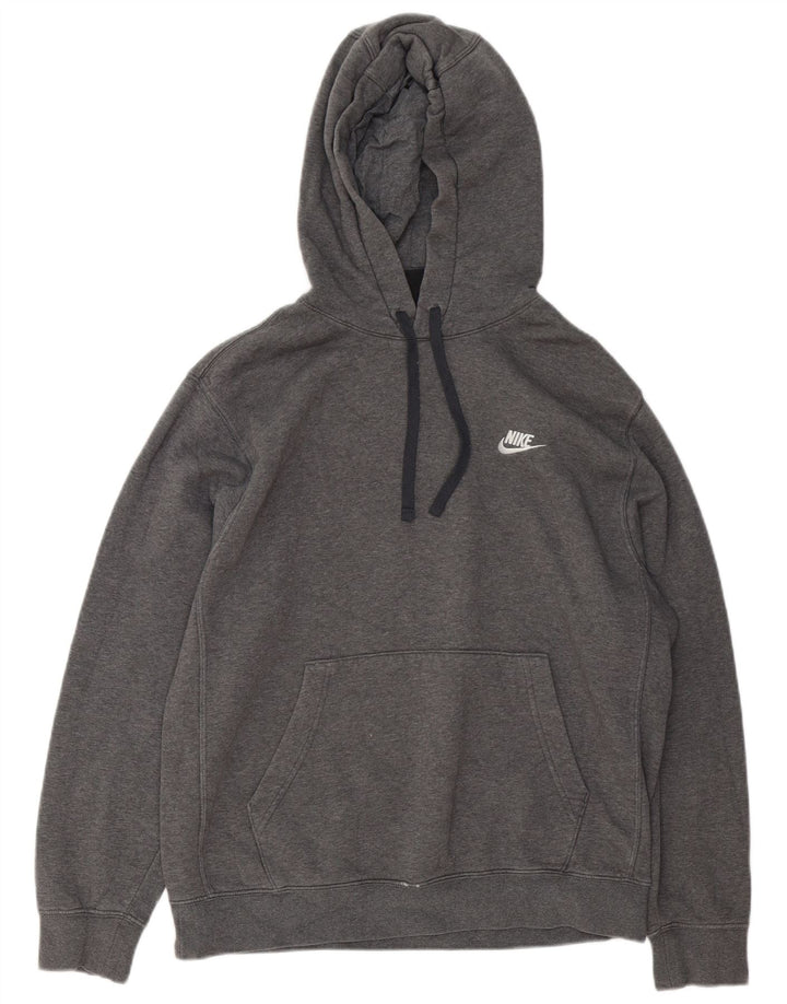 Felpa con cappuccio da uomo Nike in cotone mélange grigio medio