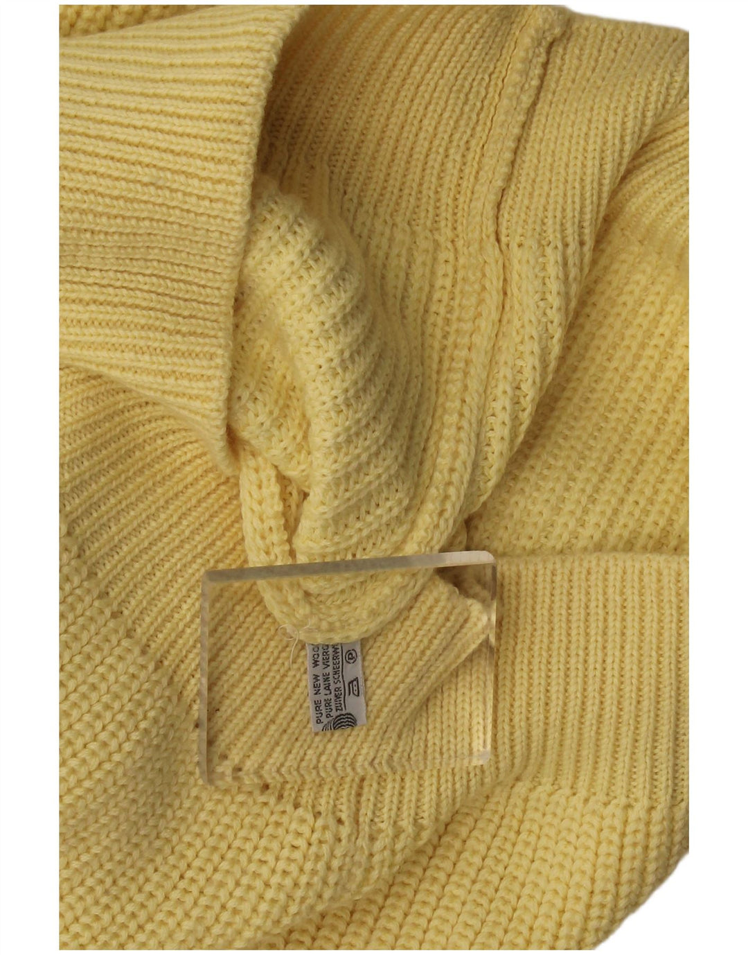 Maglione vintage da uomo girocollo in lana gialla media