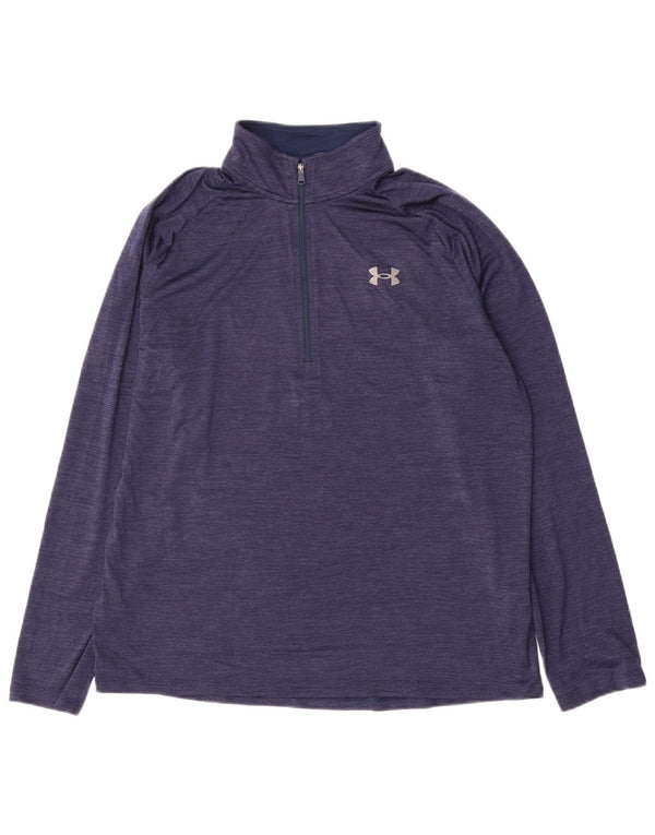 Under Armour - Tuta da uomo pullover con zip e collo, grande gessato blu navy