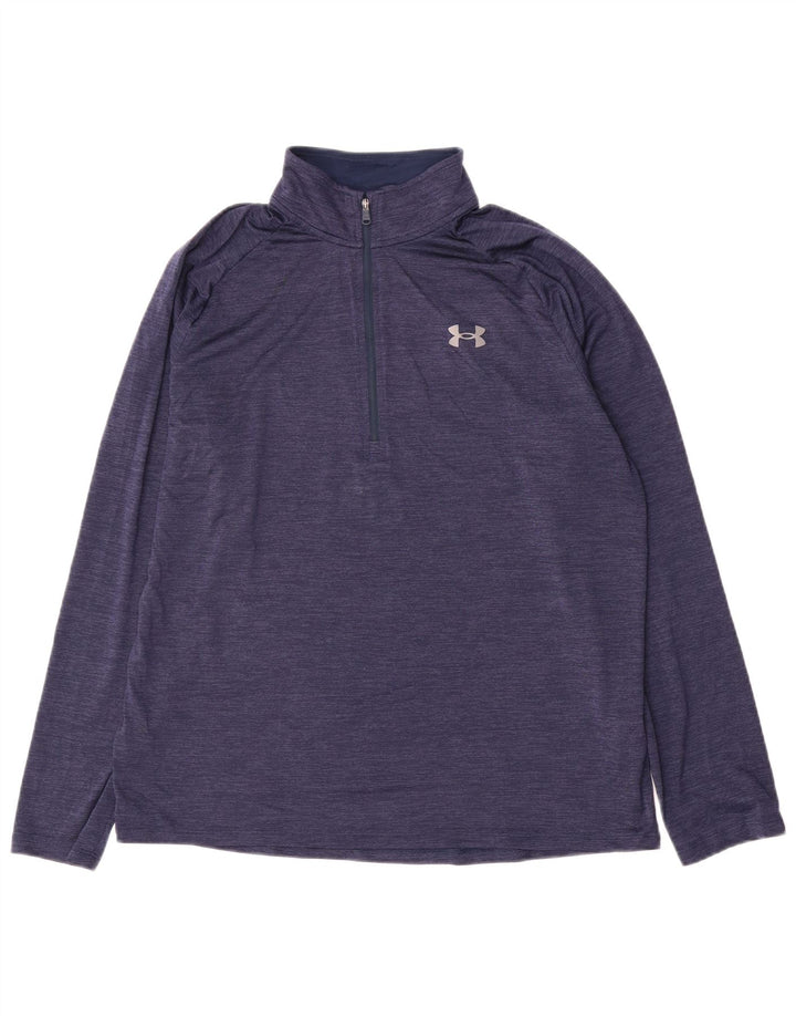 Under Armour - Tuta da uomo pullover con zip e collo, grande gessato blu navy