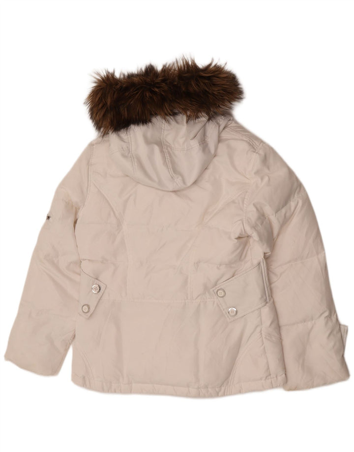 Giacca imbottita con cappuccio da donna Calvin Klein UK 16 grande poliestere bianco