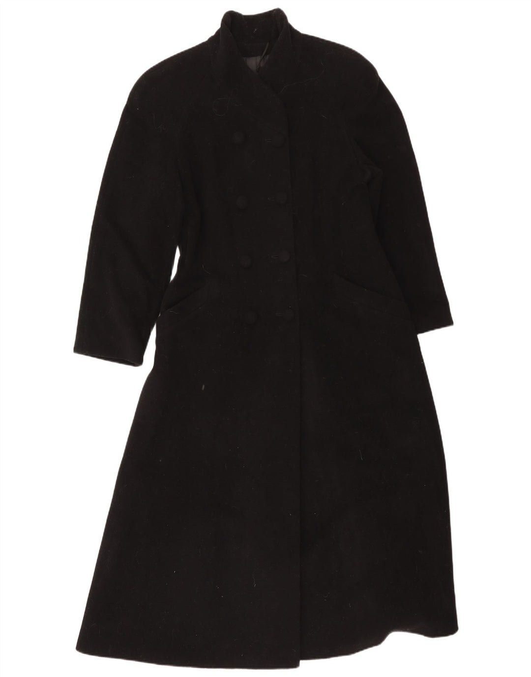 Cappotto doppiopetto vintage da donna UK 8 piccolo in lana nera