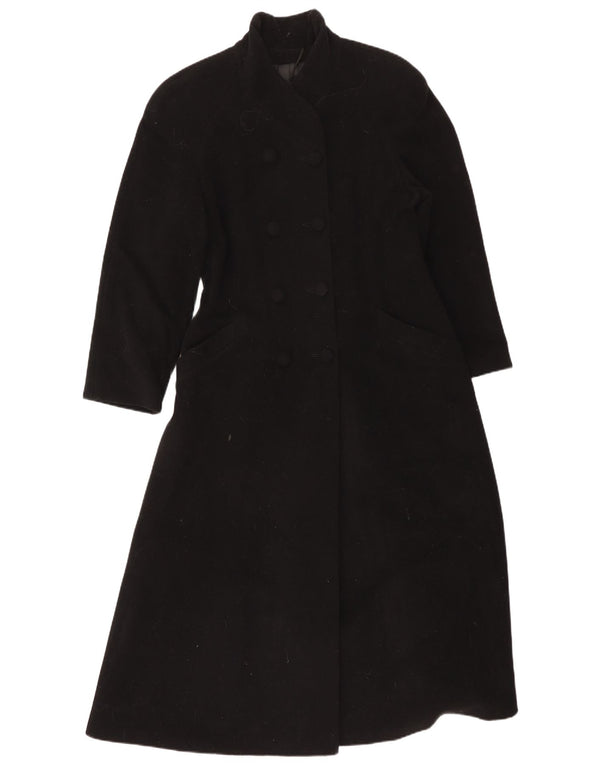 Cappotto doppiopetto vintage da donna UK 8 piccolo in lana nera