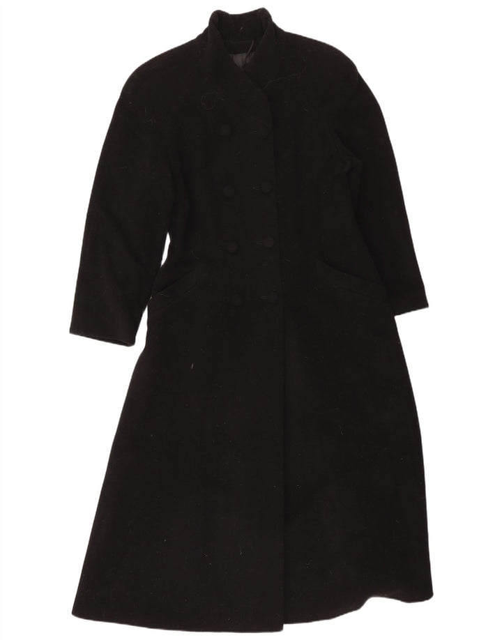 Cappotto doppiopetto vintage da donna UK 8 piccolo in lana nera