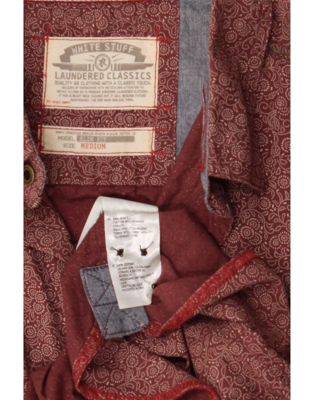Camicia da uomo White Stuff Cotone cachemire bordeaux medio
