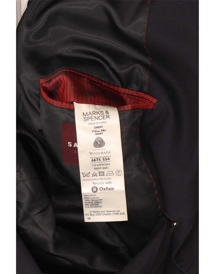 Giacca blazer a 2 bottoni da uomo Marks & Spencer UK 44 XL lana blu navy