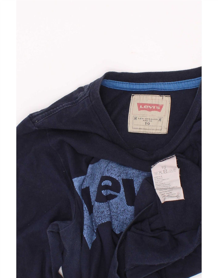 Levi's Maglietta grafica per ragazzi a maniche lunghe 9-10 anni in cotone blu navy