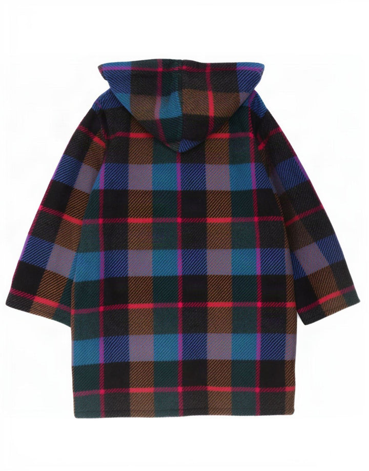 Cappotto doppiopetto vintage da donna con cappuccio EU 44 XL scozzese multicolore