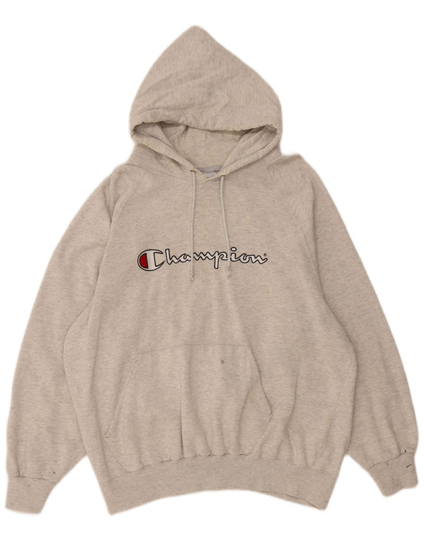 Felpa con cappuccio grafica da uomo Champion XL grigia