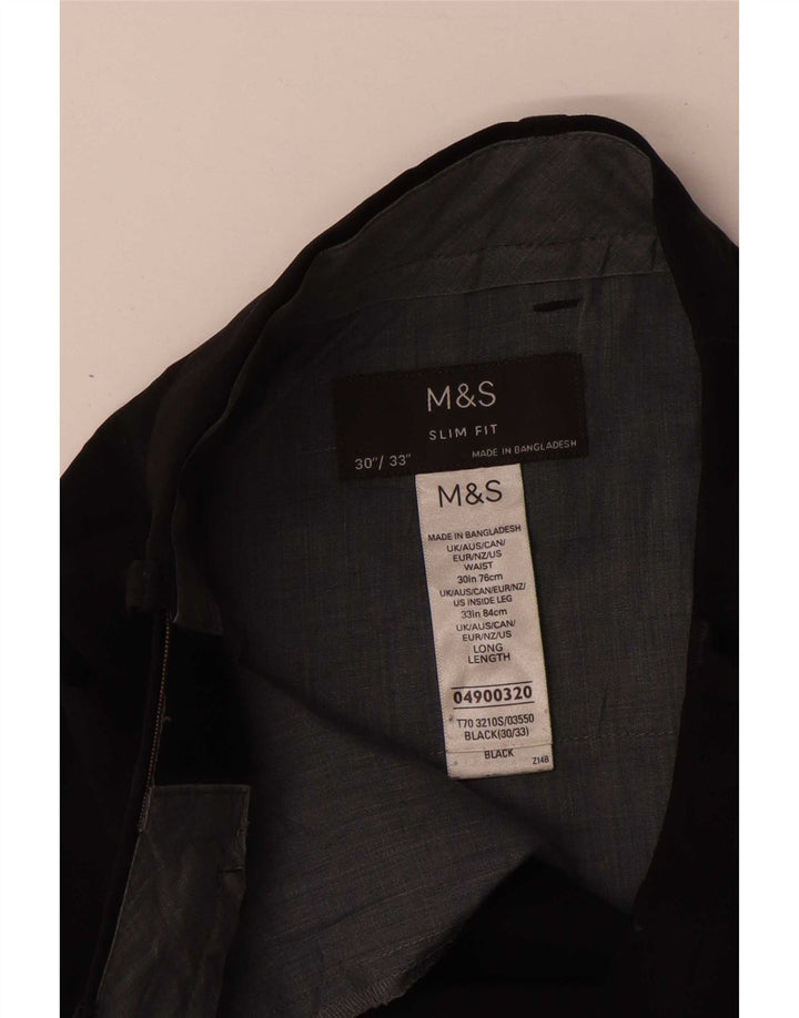 Pantaloni da abito slim fit da donna Marks & Spencer W30 L33 poliestere nero