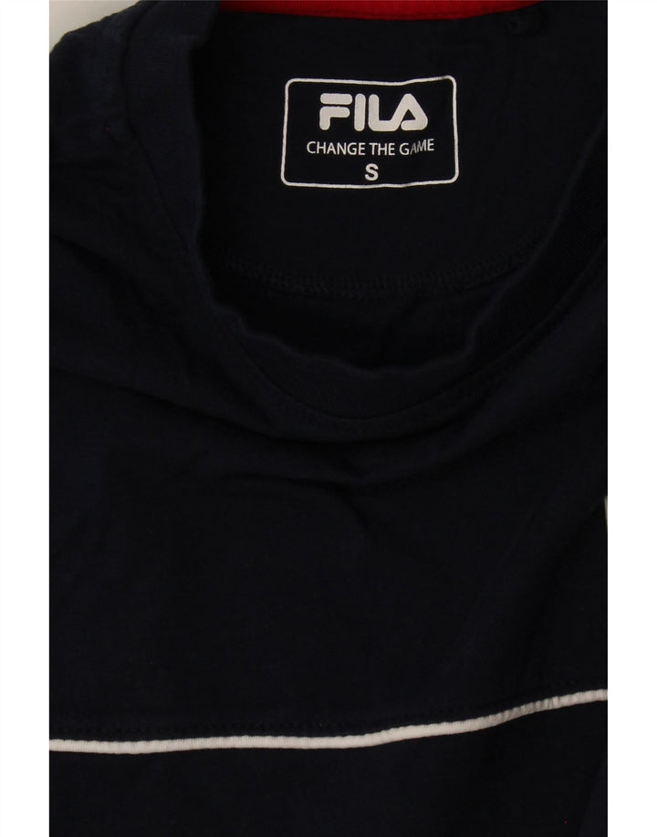 FILA Mens Top Long Sleeve Small Navy Blue Cotton Vintage Fila and Second-Hand Fila from Messina Hembry 