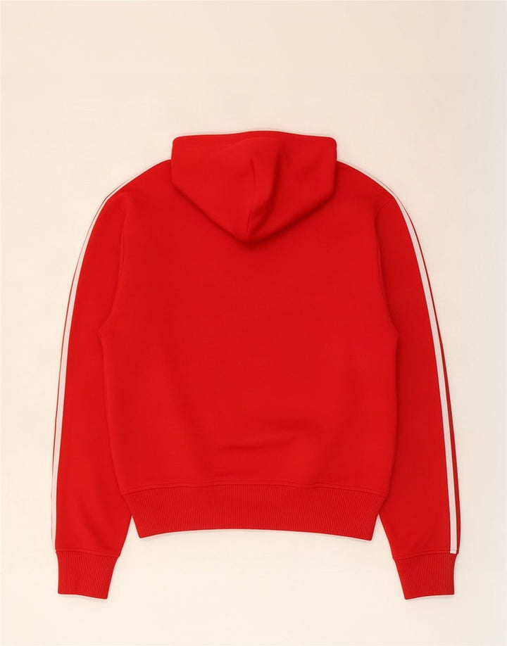 Maglione con cappuccio e zip Adidas da uomo in poliestere rosso medio