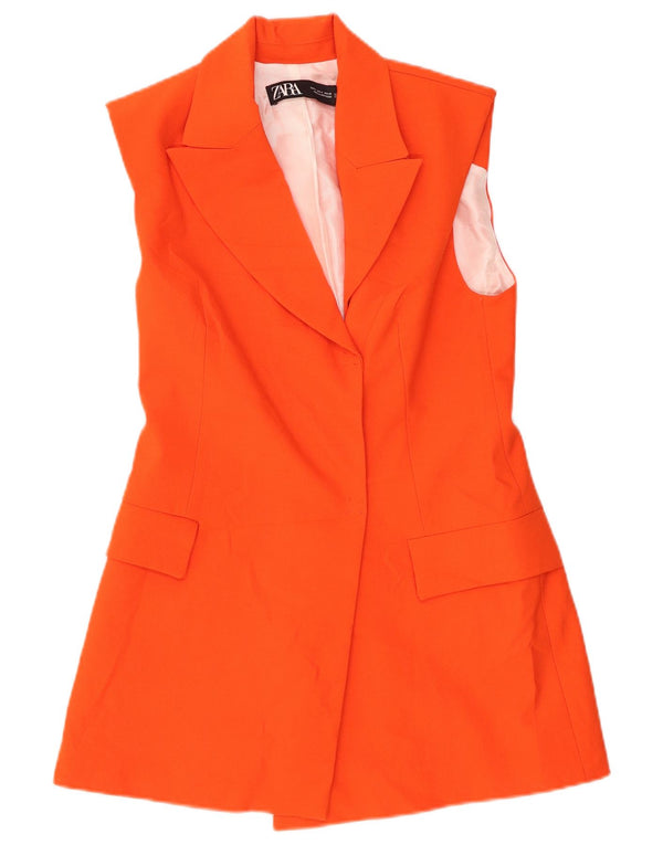 Gilet lungo da donna Zara UK 10 piccolo poliestere arancione