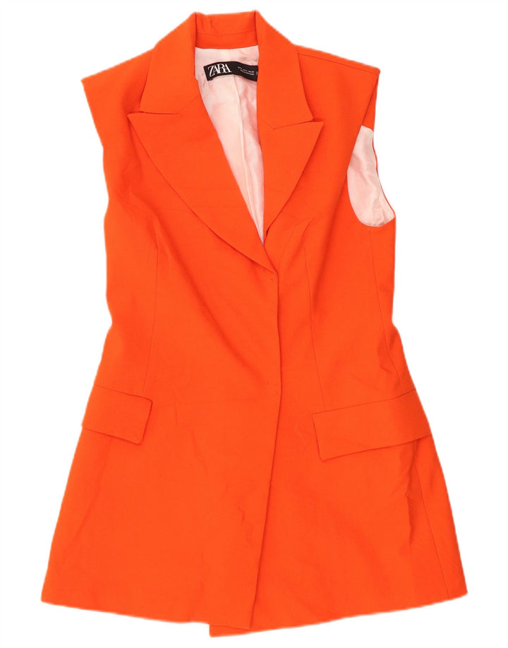 Gilet lungo da donna Zara UK 10 piccolo poliestere arancione