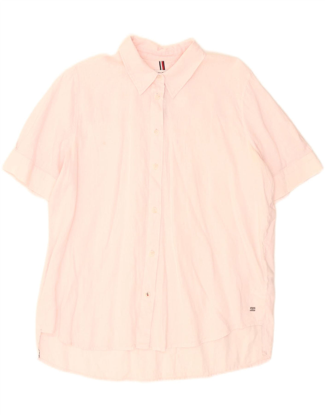 Camicia oversize a maniche corte da donna Tommy Hilfiger UK 12 Lino rosa medio