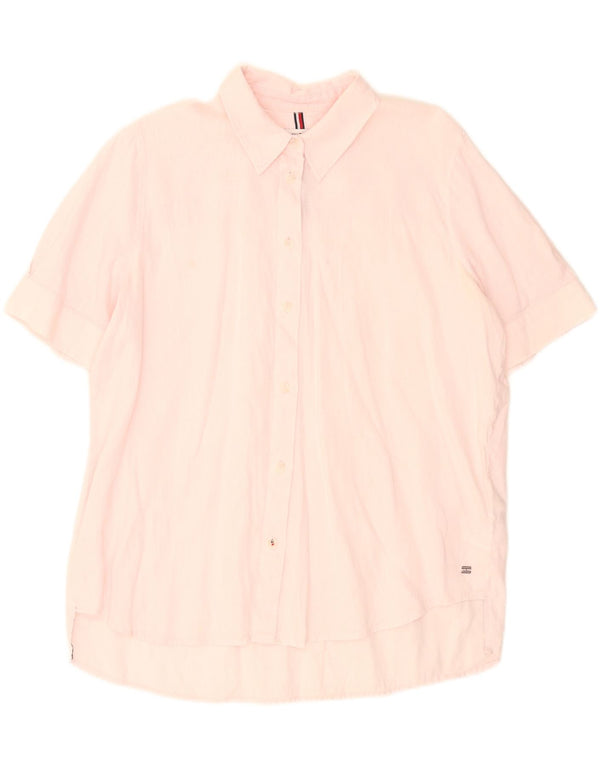 Camicia oversize a maniche corte da donna Tommy Hilfiger UK 12 Lino rosa medio