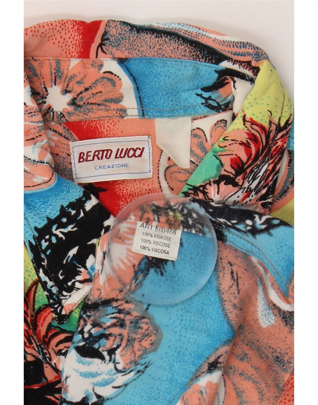 BERTO LUCCI Mens Abstract Pattern Shirt 2XL Multicoloured Hawaiian Vintage Berto Lucci and Second-Hand Berto Lucci from Messina Hembry 