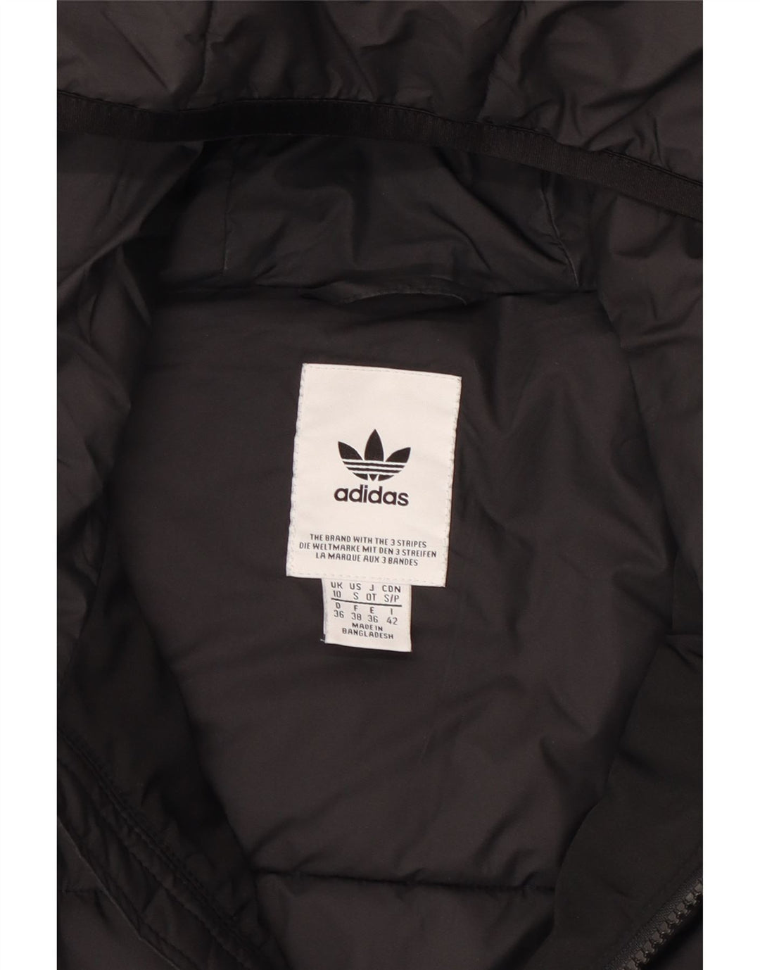 ADIDAS Womens Hooded Padded Jacket UK 10 Small Black Polyester