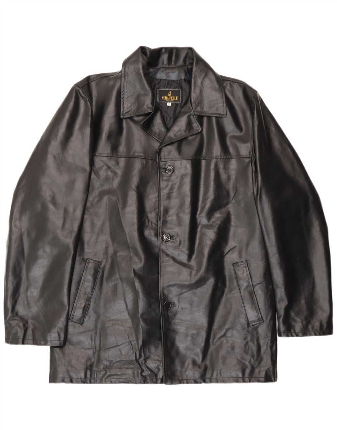 Giacca in pelle vintage da uomo IT 52 XL in pelle nera