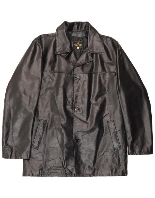 Giacca in pelle vintage da uomo IT 52 XL in pelle nera