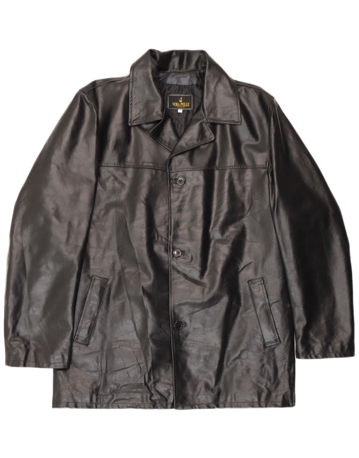 Giacca in pelle vintage da uomo IT 52 XL in pelle nera