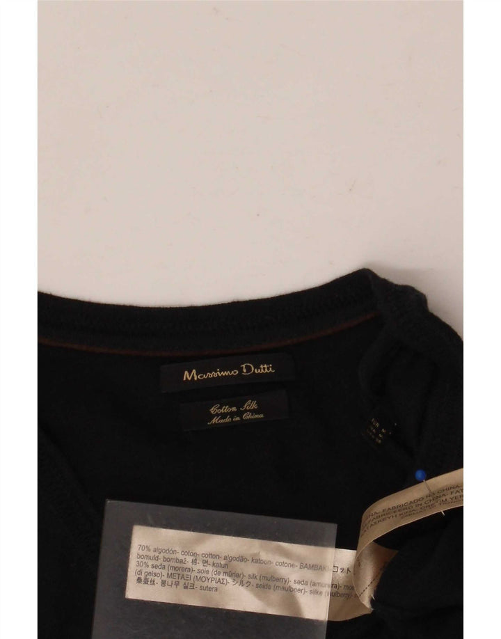 Massimo Dutti Maglione da uomo con scollo a V in cotone medio blu navy