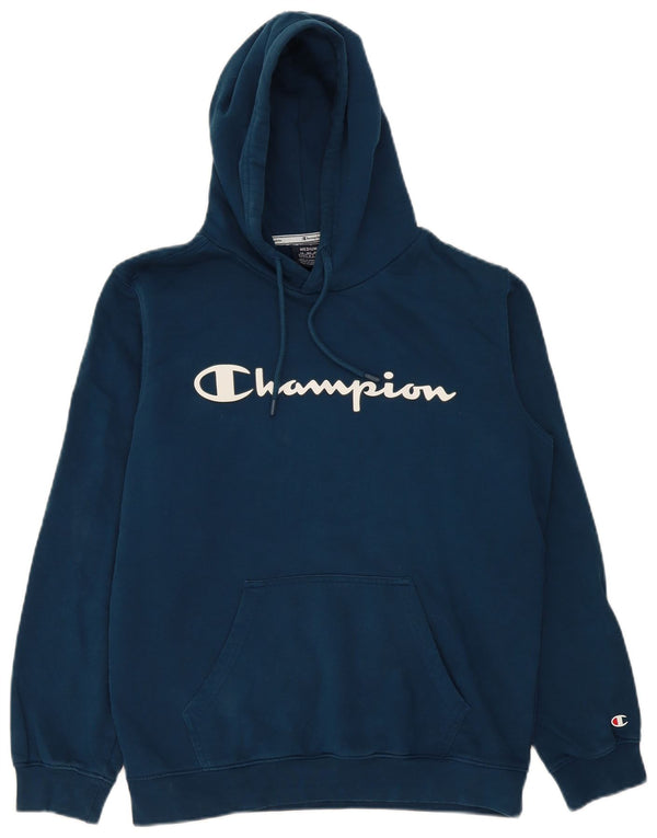 Felpa con cappuccio grafica da uomo Champion, cotone medio blu navy