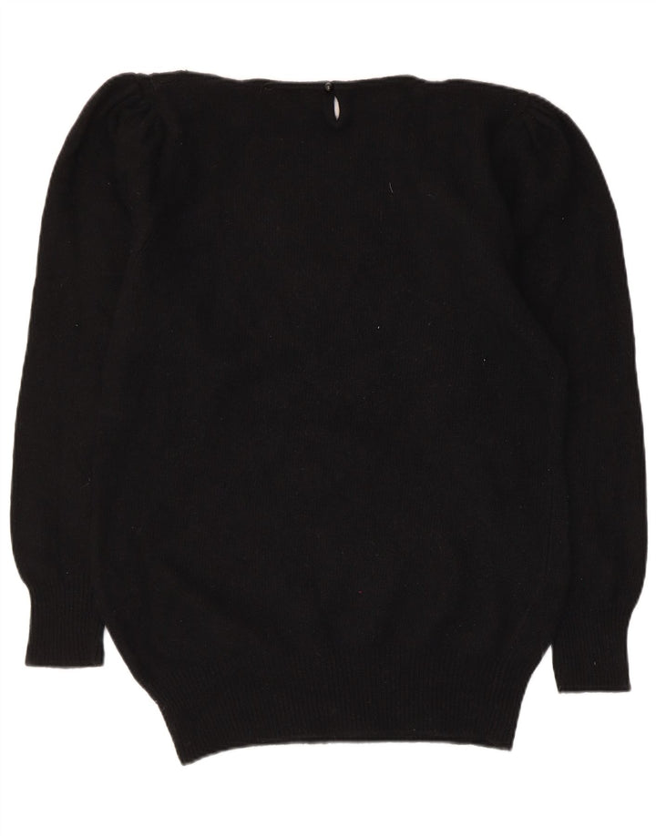 Maglione maglione girocollo con grafica vintage da donna IT 42 medio nero floreale