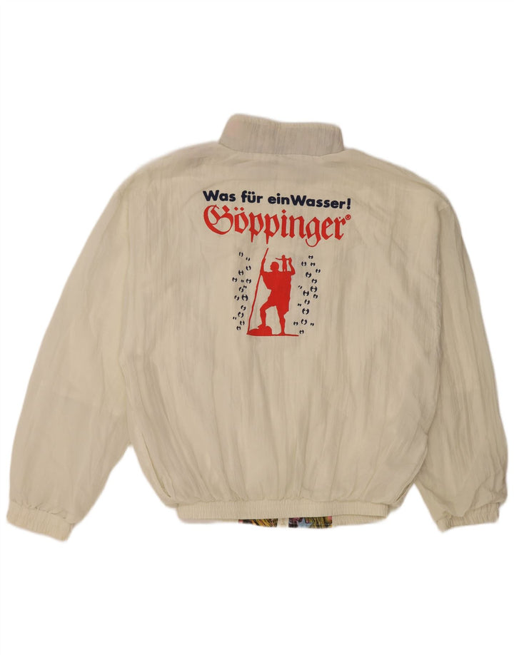 Giacca da tuta grafica da donna VINTAGE UK 16 grande bianco sporco