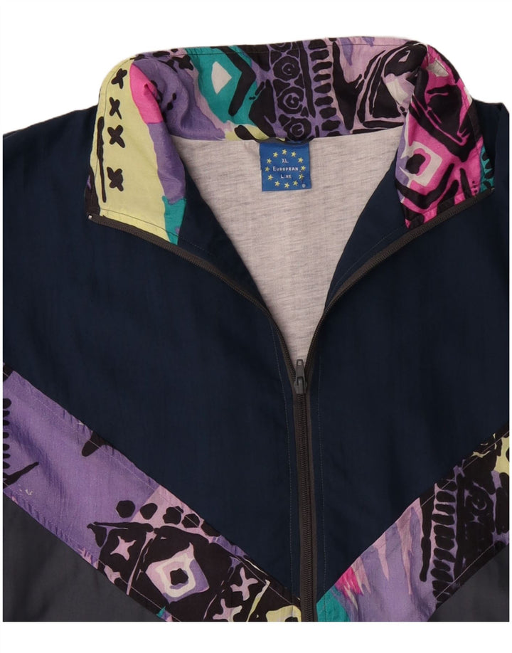 Giacca da ginnastica vintage da uomo XL in poliestere color block grigio anni '90