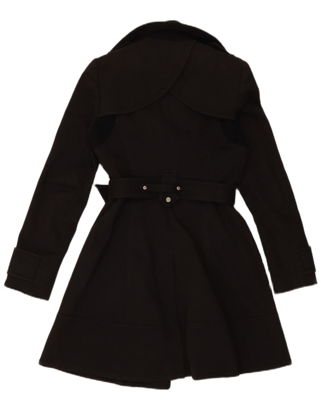 Trench doppiopetto da donna KAREN MILLEN UK 10 piccolo cotone nero