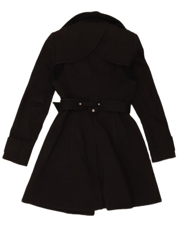Trench doppiopetto da donna KAREN MILLEN UK 10 piccolo cotone nero